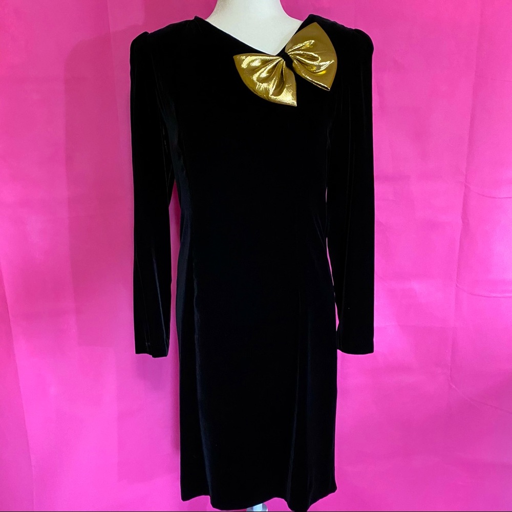 Vintage 90s Grunge Halston Black Velvet Dress Courtney Love Style